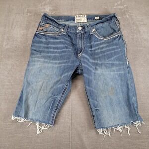 Ariat Mens Relaxed Fit‎ Denim Jean Cut Off Shorts Distressed Frayed Hem 34x32